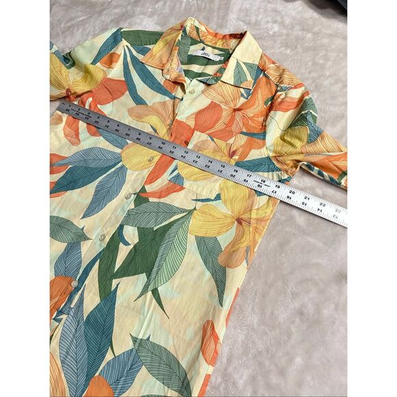 0039 Italy Women's Size Large Long Sleeve Floral Multi Color Printed Midi Dress - Picture 6 of 8